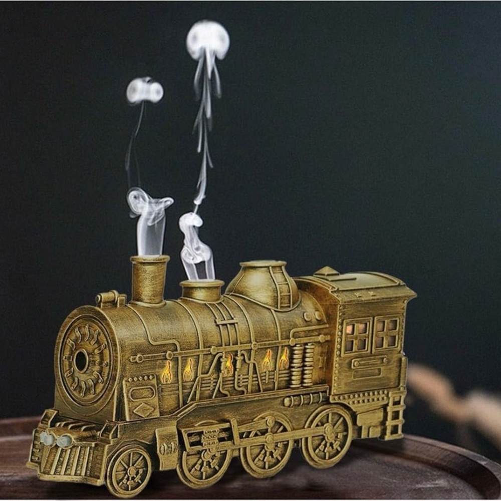 Antique-Style Brass Train Diffuser - Gold Tone